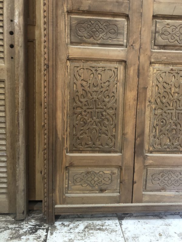 Decorative wooden door with traditional Arabic designs, double Moroccan door carved