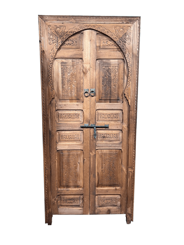 Decorative wooden door with traditional Arabic designs, crafted by ArabicDoors