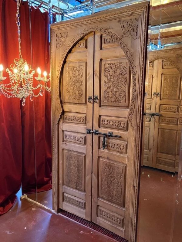 Decorative wooden door with traditional Arabic designs, crafted by ArabicDoors