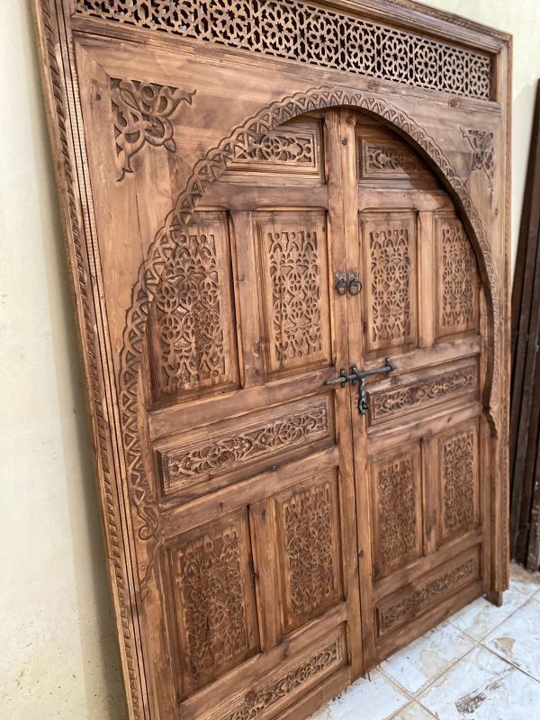 Handcrafted Moroccan Geometric Wood Door – Authentic Riad Design for Your Home - Image 4