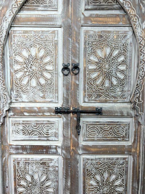 Intricate Moroccan carved wooden door, handcrafted by ArabicDoors