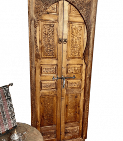 Traditional Moroccan carved wooden door with intricate details by ArabicDoors