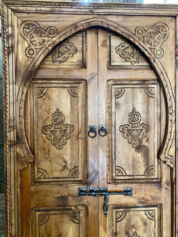 Traditional Moroccan carved wooden door with intricate details by ArabicDoors